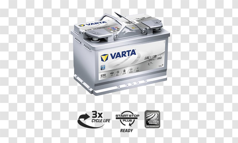 Automotive Battery Akumuliatorius Varta Silver AGM VRLA Electric Transparent PNG