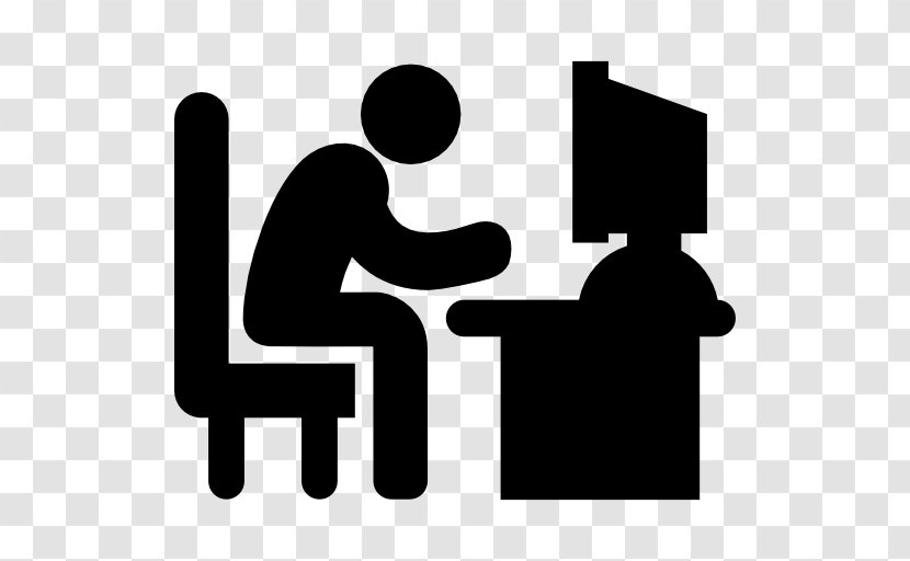 Download Symbol - Black And White - Man Working Desk Transparent PNG