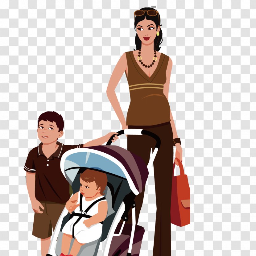 Cartoon Mother Illustration - Heart - Leading The Baby's Transparent PNG
