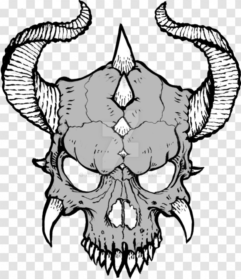 Drawing Skull Horn Clip Art - Royaltyfree - Horns Transparent PNG