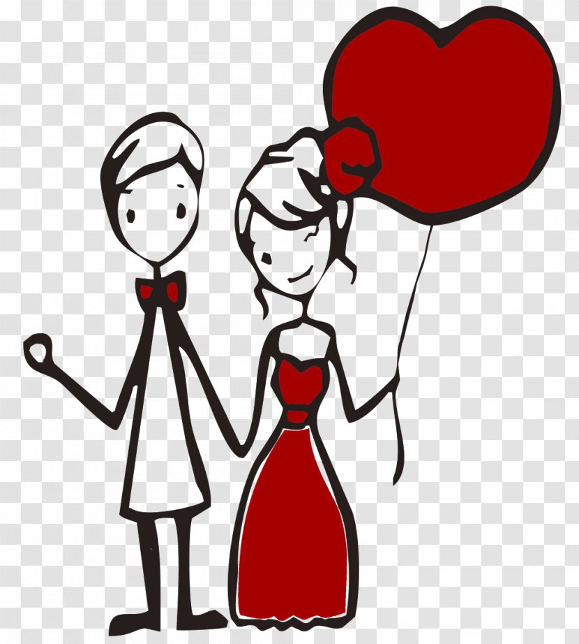 Couple Falling In Love Woman - Flower - Loving Cartoon Transparent PNG