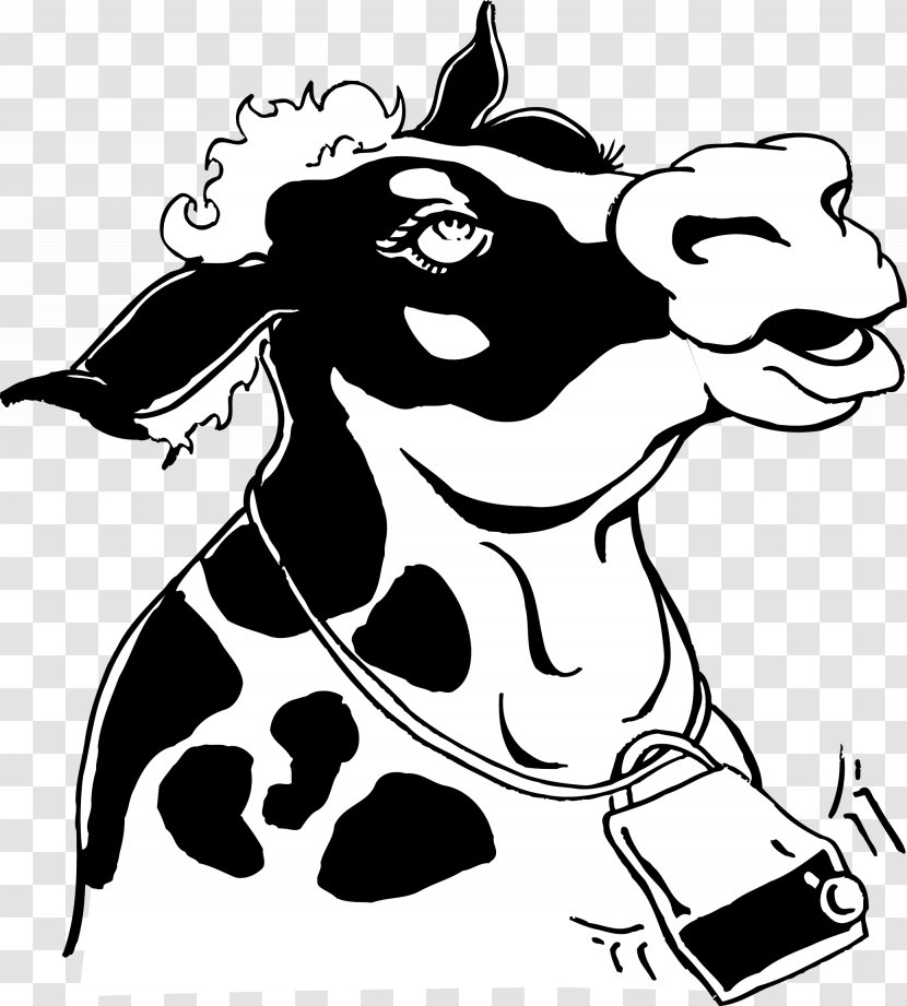 Cattle Dog Black And White Clip Art - Drawing - Cow Vector Transparent PNG