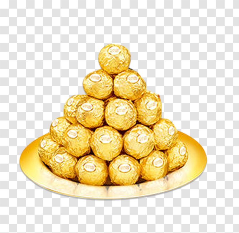 Ferrero Rocher Raffaello Praline Lollipop Bonbon - Hazelnut - Gold-wrapped Chocolate Transparent PNG