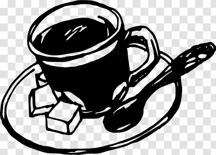 Coffee Cup Tea Mug Clip Art - Black And White Transparent PNG