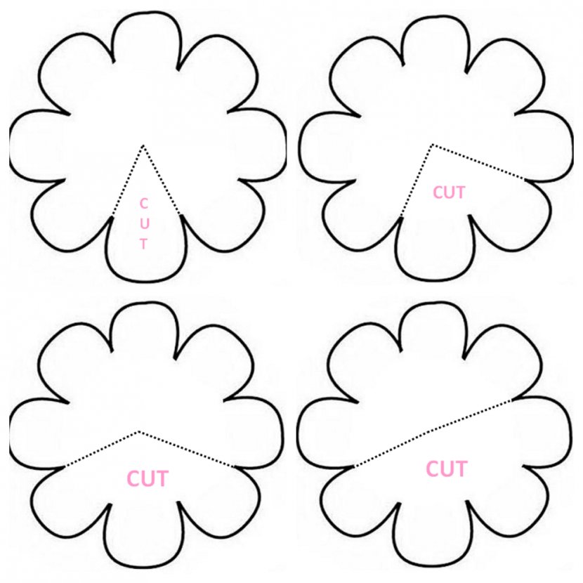 Paper Flower Rose Template Pattern Petal Free Templates Printable Transparent Png