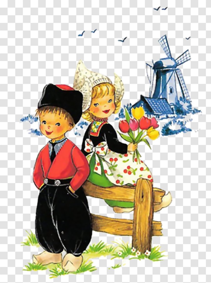 Netherlands Post Cards Child Boy Tulip - Watercolor Transparent PNG