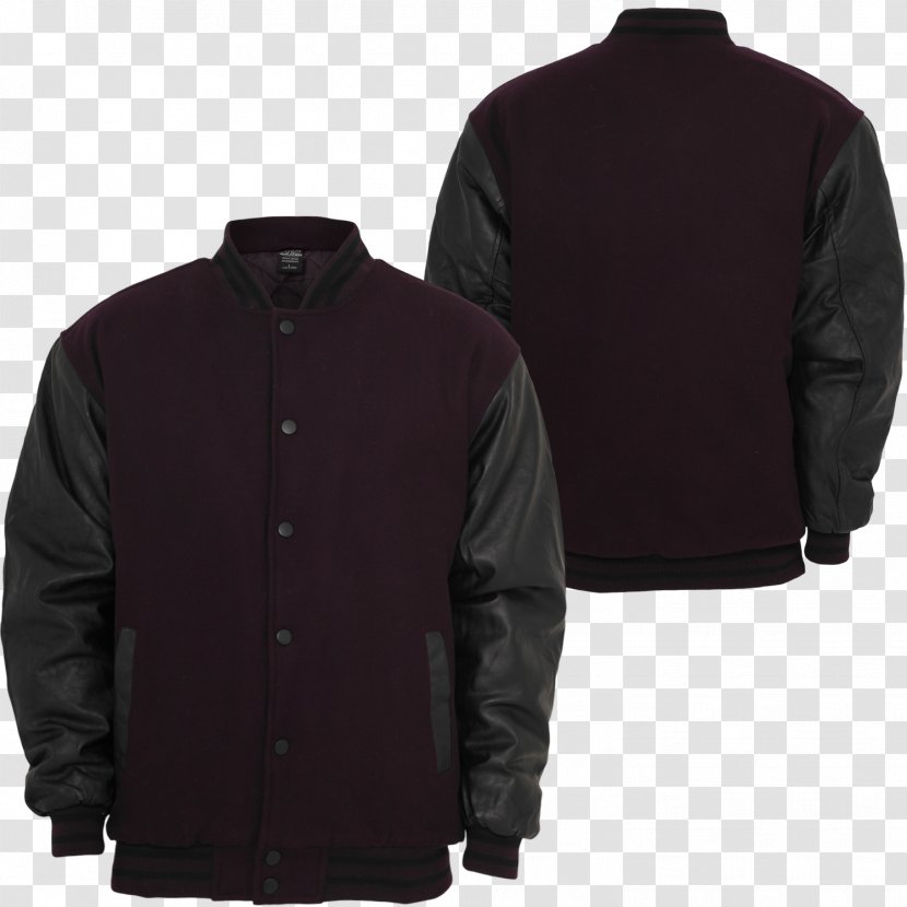 Urban Classics - Jacket - Faux Leather Sleeve College Black White Bla... Polar Fleece Coat OuterwearJacket Transparent PNG