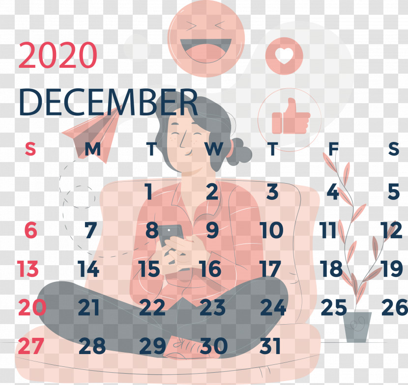 December 2020 Printable Calendar December 2020 Calendar Transparent PNG