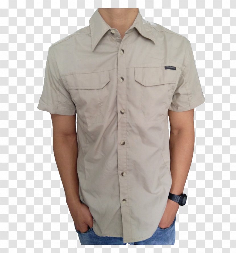 T-shirt Dress Shirt Beige Sleeve - Pants Transparent PNG