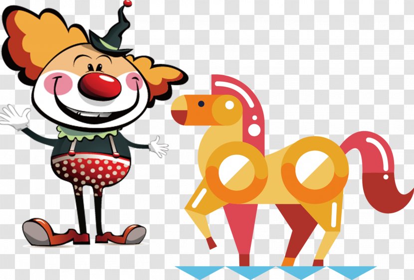 Cartoon Character Greeting Card Clip Art - Clown - Hand-painted Clowns And Horses Transparent PNG