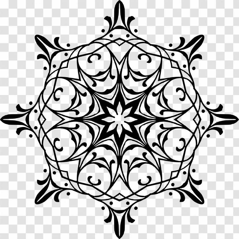 Floral Design Line Art Clip - Symmetry - Monochrome Transparent PNG