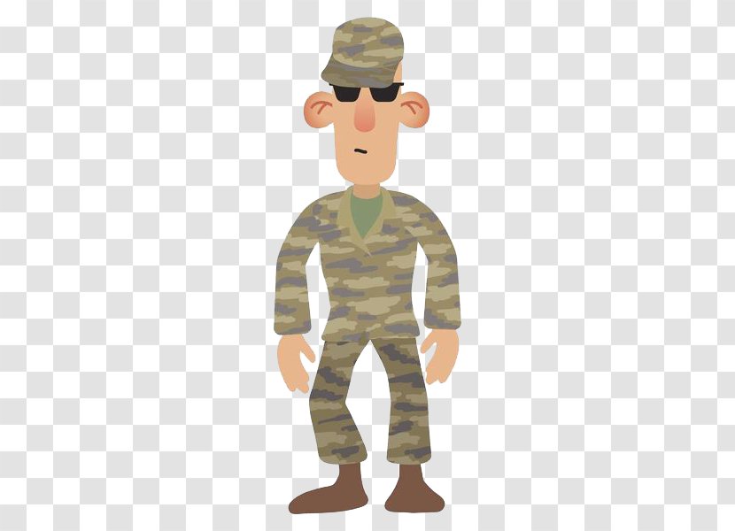 Soldier Cartoon Royalty-free Illustration - Drawing - A With Sunglasses And Hat Transparent PNG