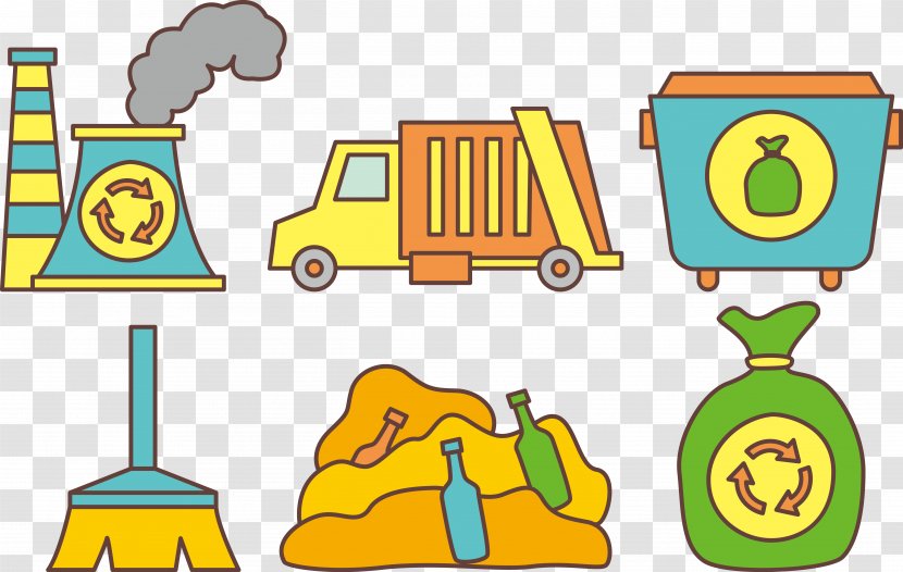 Cartoon Waste Garbage Truck Clip Art - Text - Vector Transparent PNG
