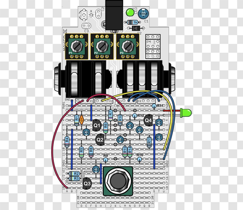 Effects Processors & Pedals Wiring Diagram Guitar Microcontroller - Pedalboard - Di Circuit Board Transparent PNG