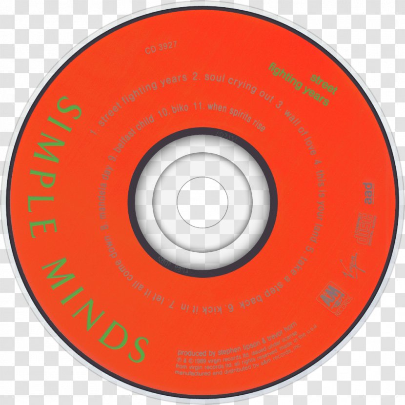 Compact Disc Product Design Disk Storage - Orange - Simple Minds Street Fighting Years Transparent PNG