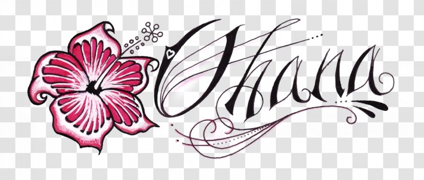 Tattoo Flash of Ohana Letters Lotus