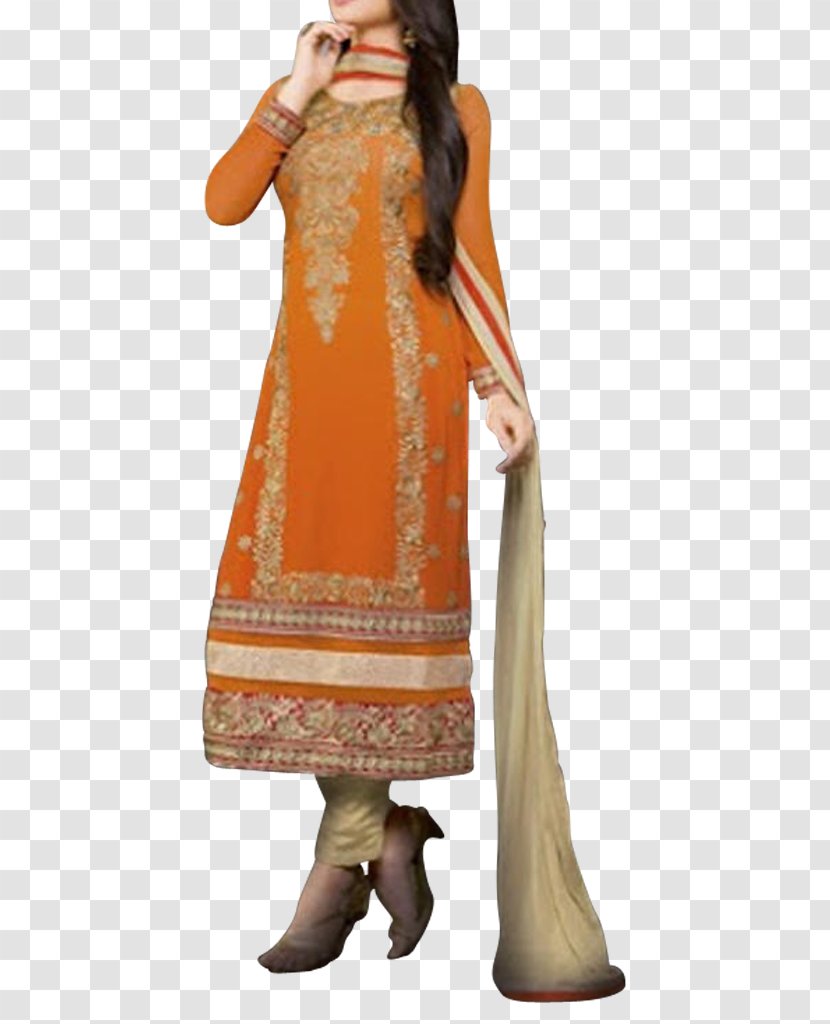 Shalwar Kameez Embroidery Dupatta Dress Neckline - Orange Transparent PNG