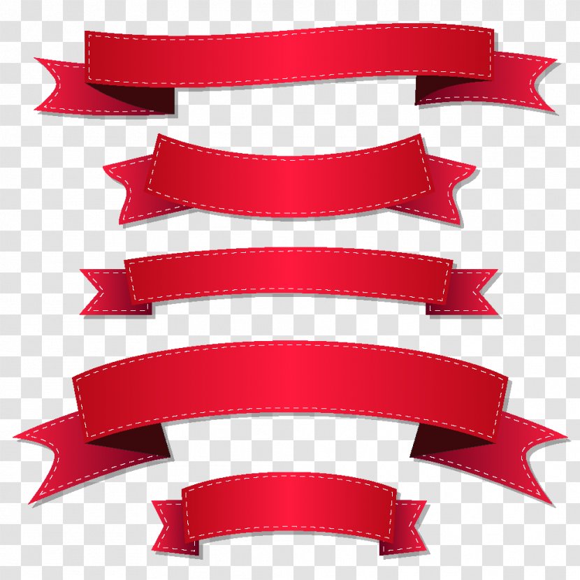 Ribbon Adobe Illustrator Illustration - Decorative Red Vector Material Transparent PNG