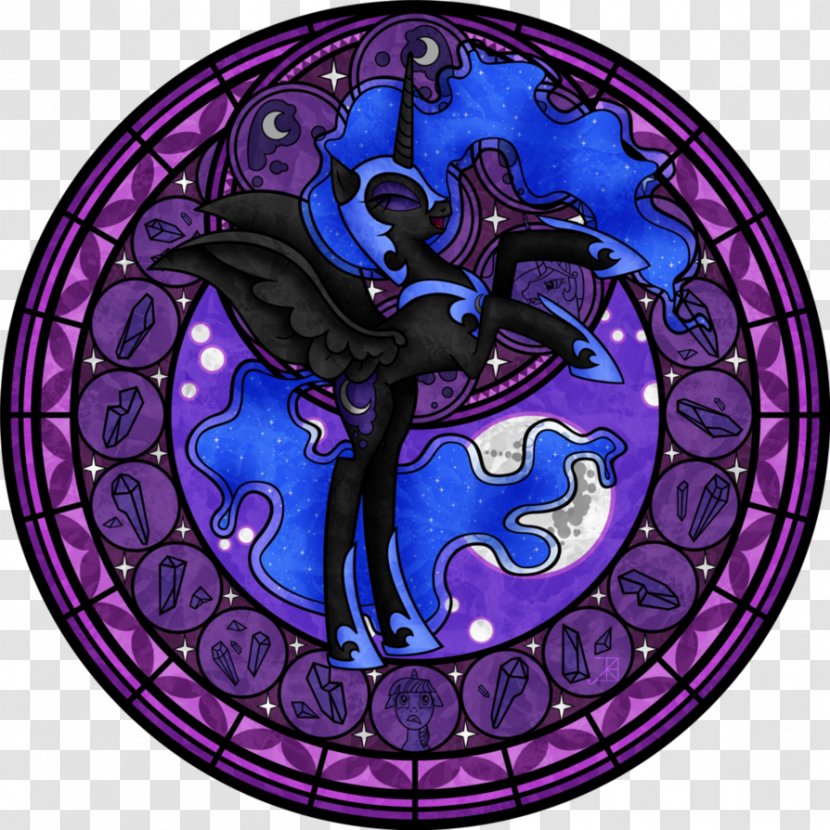 Princess Luna Stained Glass Pony Kingdom Hearts: Chain Of Memories Cadance - Hearts - Amethyst Transparent PNG