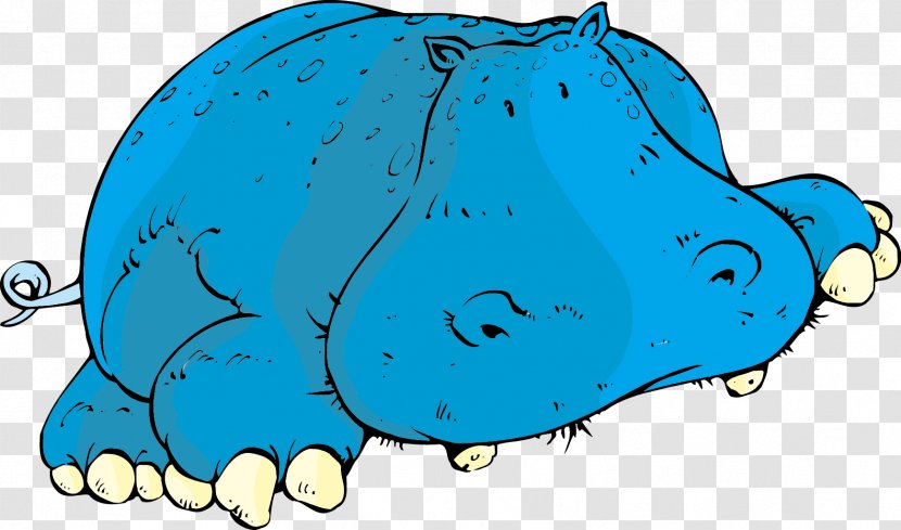 Hippopotamus Blue Clip Art - Cartoon - Vector Hippo Transparent PNG