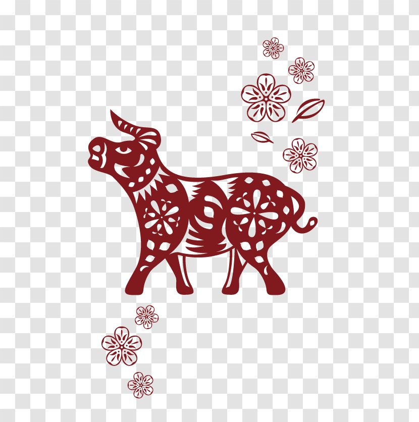 Chinese Zodiac Ox Wild Boar Dragon - Papercutting Transparent PNG