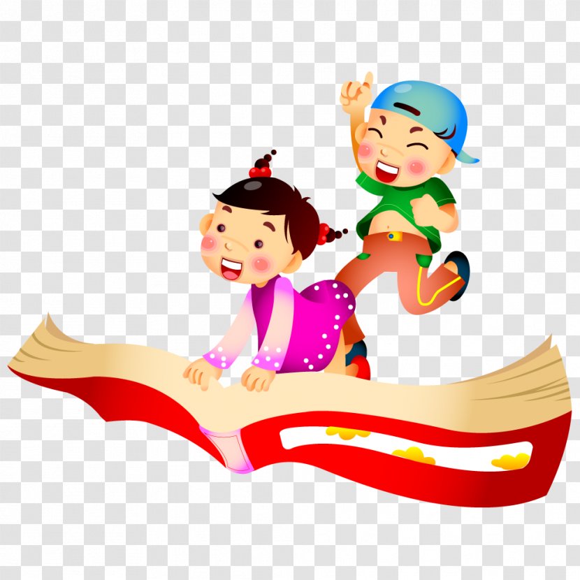Summer Vacation Child Happiness - Childhood - Sitting On The Books Transparent PNG