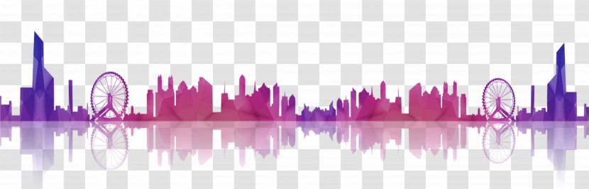 City Silhouette Poster - Magenta - Behind The Transparent PNG