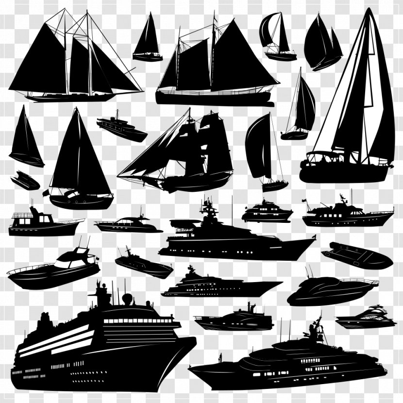 Sailing Ship Boat Silhouette Transparent PNG