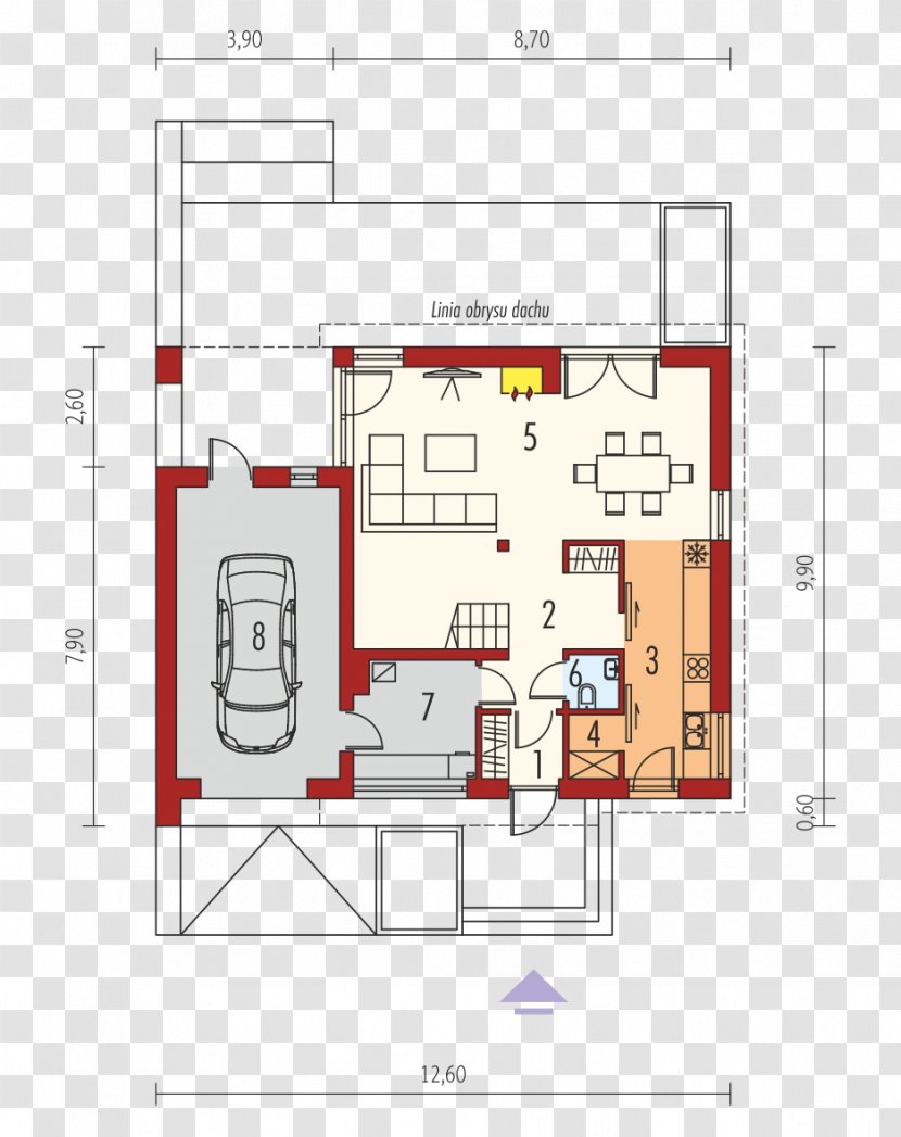 Floor Plan House Terrace Building Mansard Roof - Attic Transparent PNG