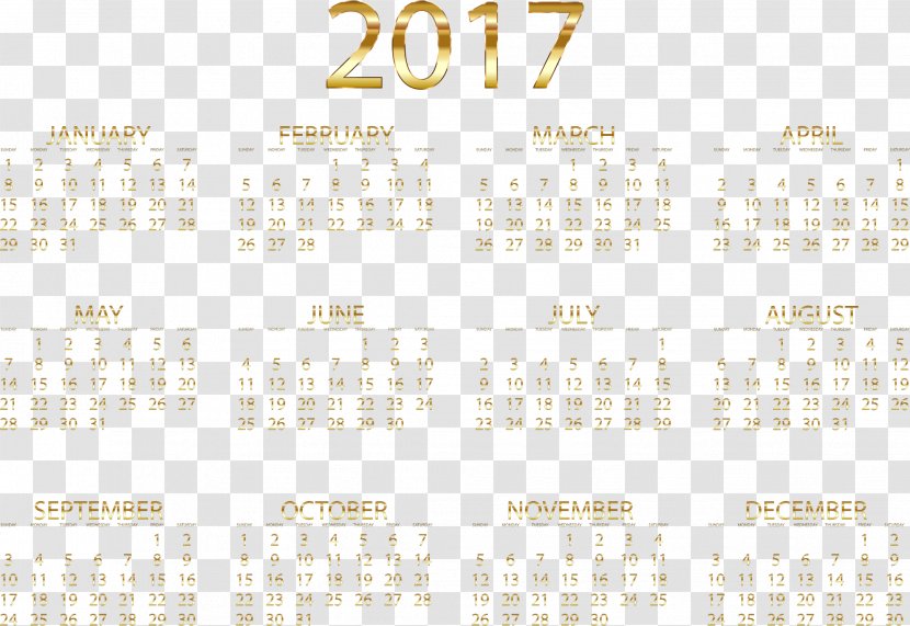 Calendar Pattern - Text - 2017 (1) Transparent PNG