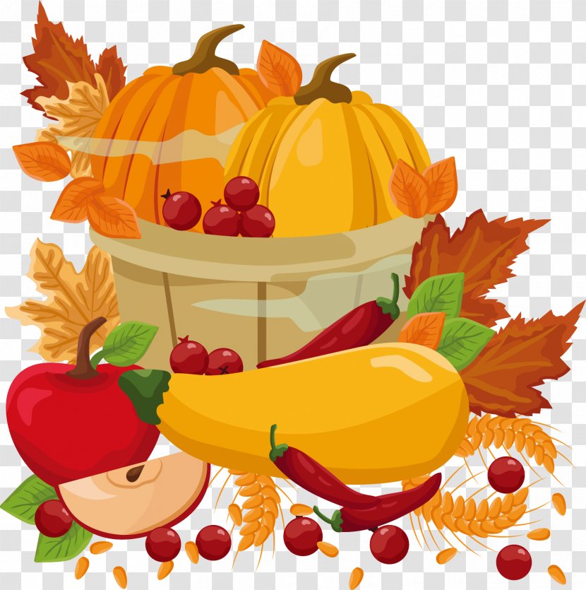 Pumpkin Clip Art - Autumn - Vector Leaves And Vegetables Transparent PNG