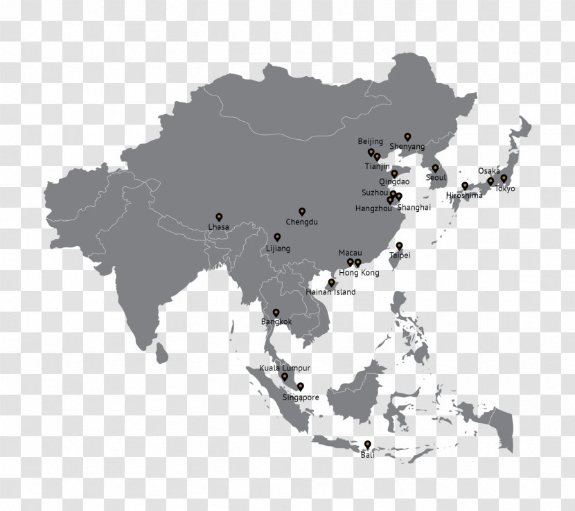 Asia World Map - Southeast Travel Transparent PNG