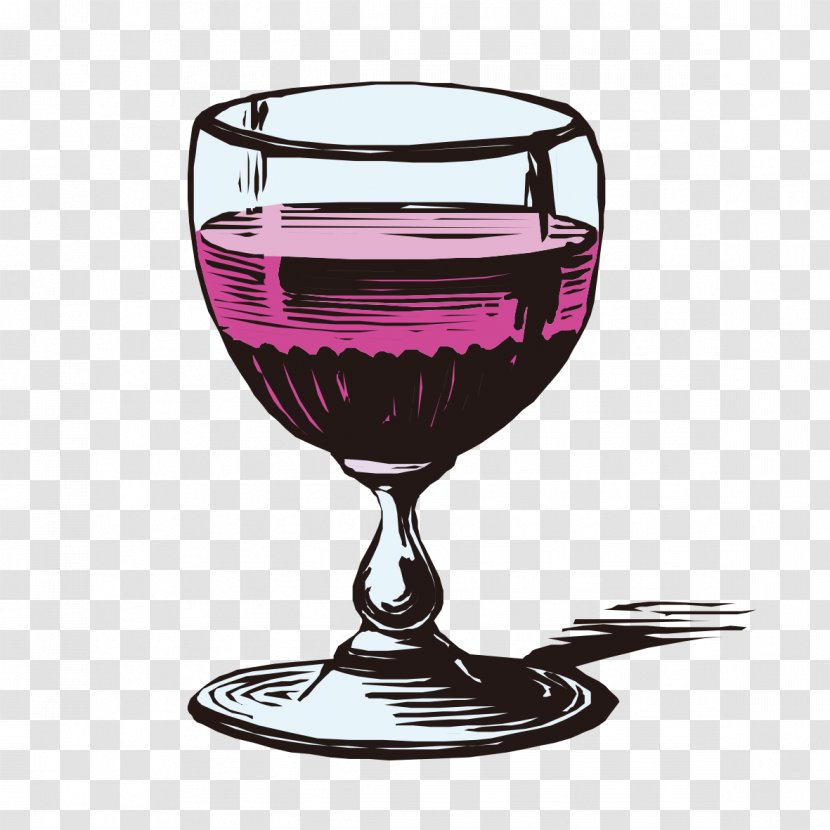 Red Wine Vancouver Glass - Hand-painted Pattern Transparent PNG