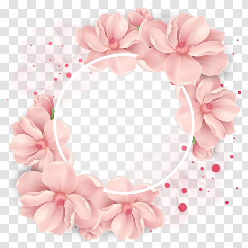 Flower Wedding Wreath Clip Art - Peach - Vector Cherry Decoration Transparent PNG