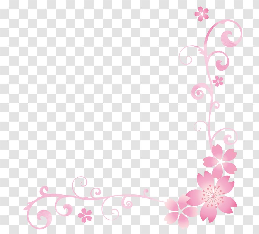 Cartoon Cherry Blossom Corner. - Branch - Pink Transparent PNG