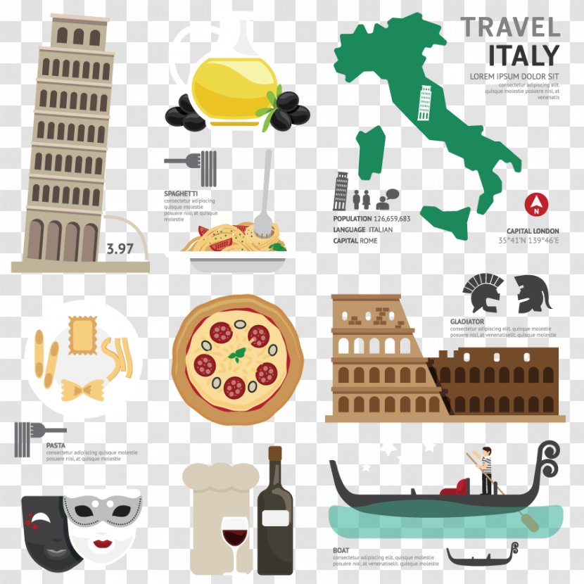 Italy Royalty-free Vector Map - Photography - Landmarks Transparent PNG