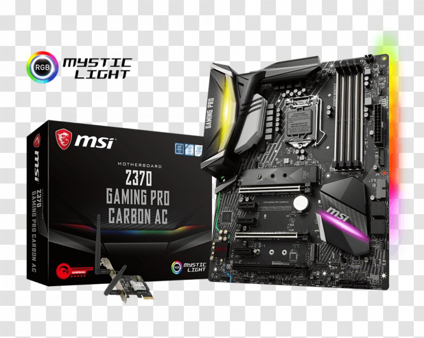 Mainboard MSI Z370 GAMING PRO CARBON Base Intel 1151v2 LGA 1151 Motherboard Coffee Lake - Electronic Device Transparent PNG