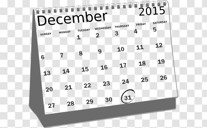 Calendar White Website Clip Art - Games - December Cliparts Transparent PNG