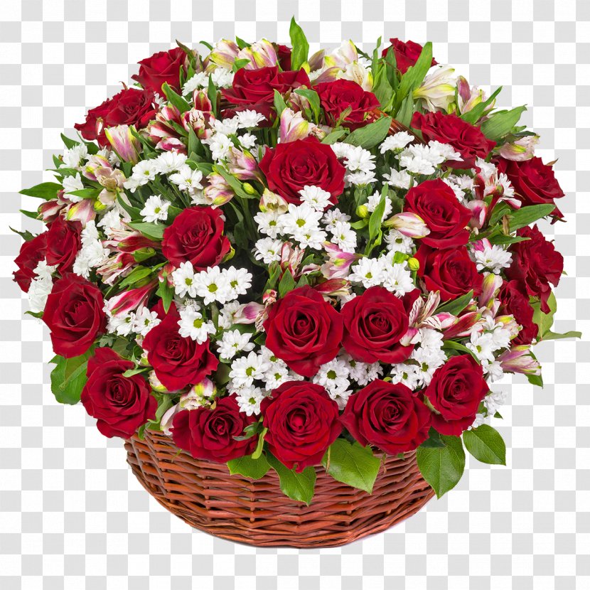 Flower Bouquet Food Gift Baskets Rose - A Basket Of Flowers Transparent PNG