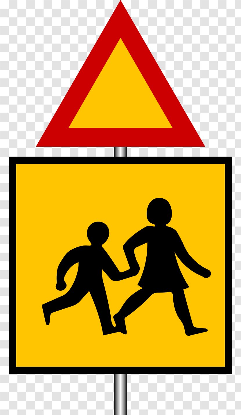 Traffic Sign School Zone Warning - Yellow - Road Transparent PNG