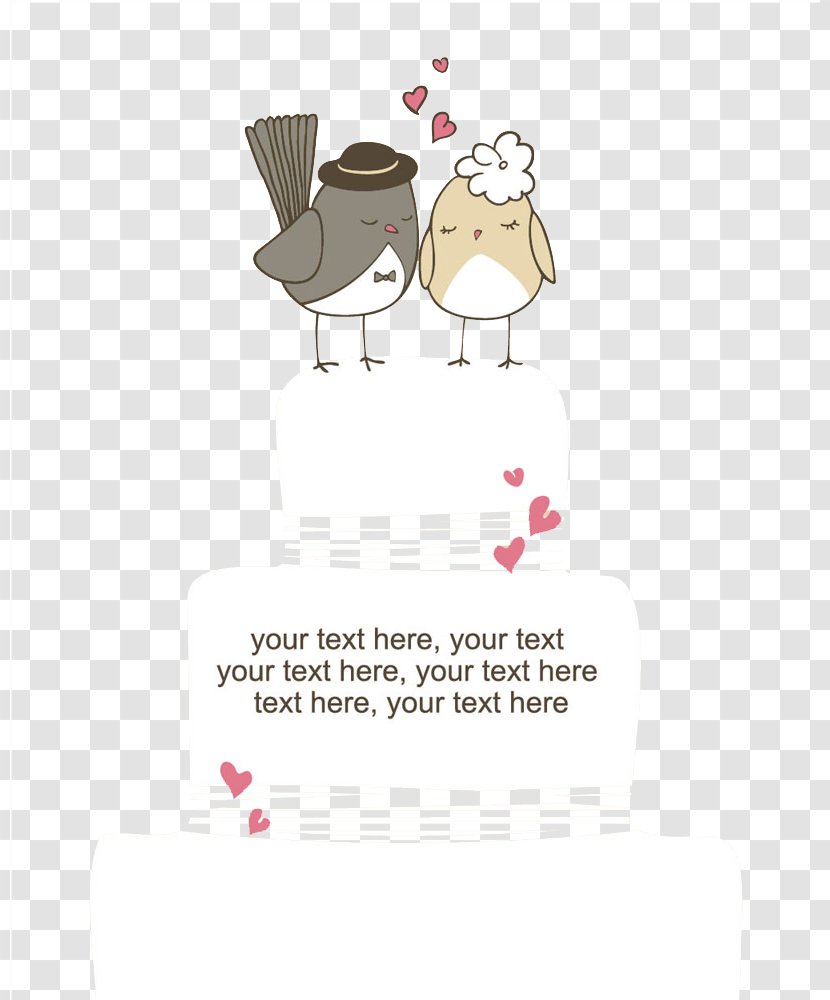 Wedding Invitation Cake Illustration - Shutterstock - With A Cartoon Bird Transparent PNG