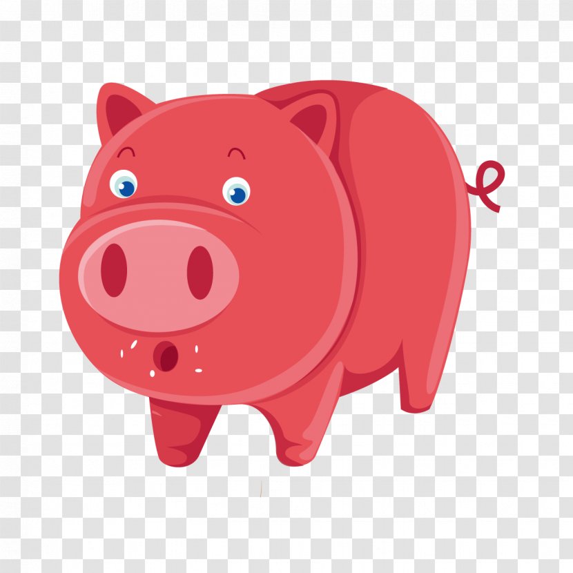 Domestic Pig Animal Clip Art - Piggy Bank - Cute Cartoon Transparent PNG