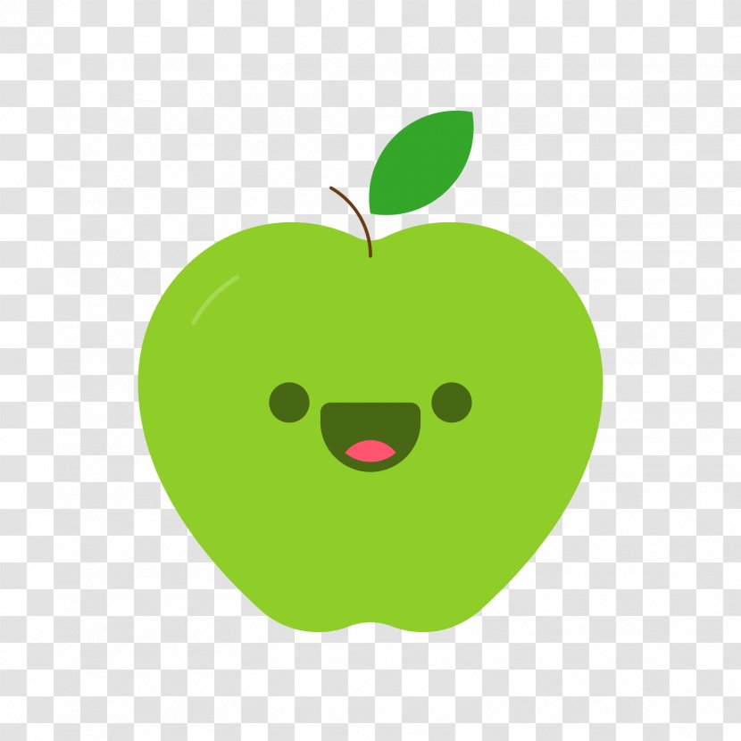 Apple Cartoon - Grass - Green Smiley Transparent PNG