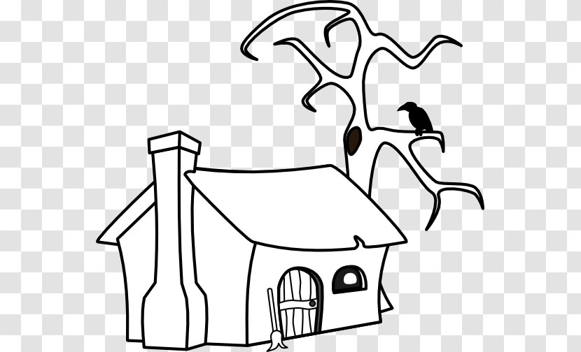 Drawing Witchcraft Cottage Log Cabin Clip Art - Black And White - Cliparts Transparent PNG