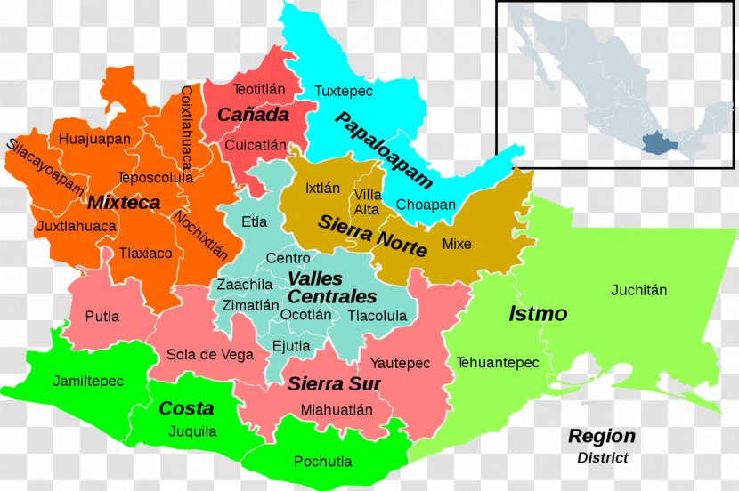 Sierra Sur De Oaxaca Papaloapan Region Valley Mixteca - Diagram - Mexico Transparent PNG