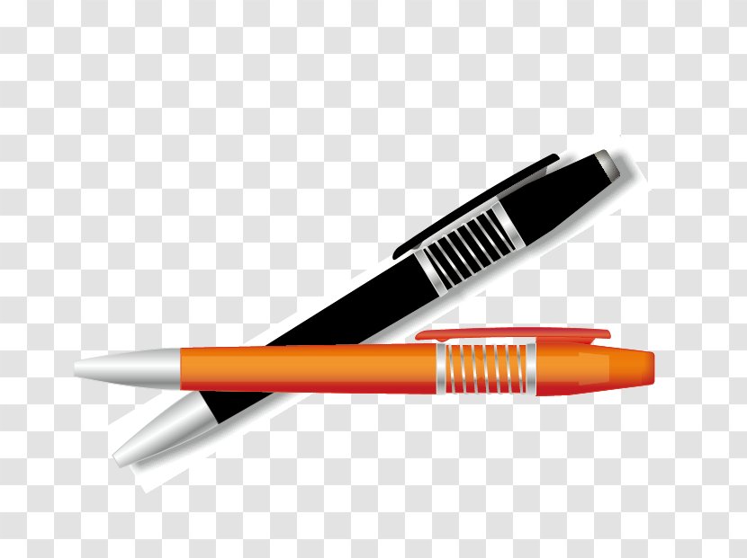 Ballpoint Pen Stationery - Office Supplies - Black Orange Vector Transparent PNG