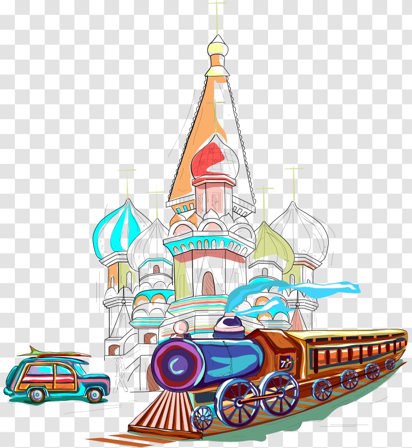 Russia Euclidean Vector Illustration - Skyline - Train With The City Transparent PNG