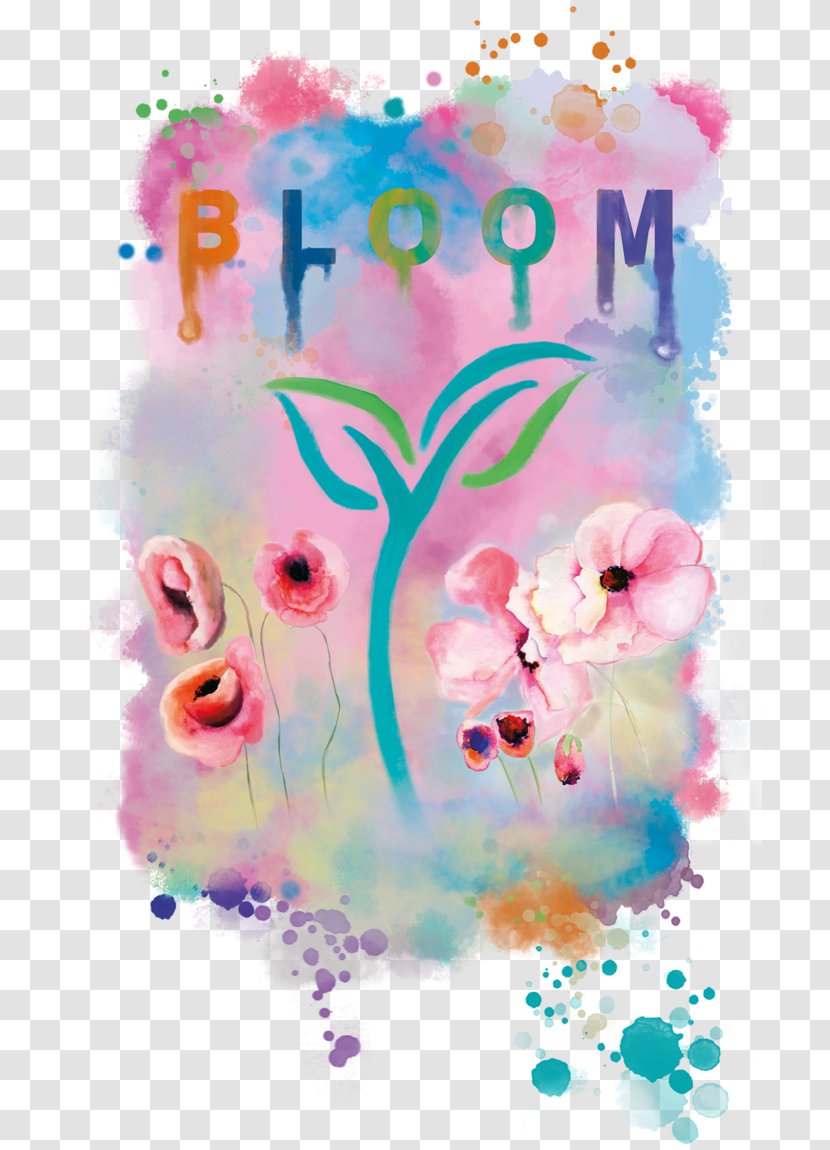 Floral Design Art Watercolor Painting Flower - Paint - Typography T Shirt Deisgn Transparent PNG