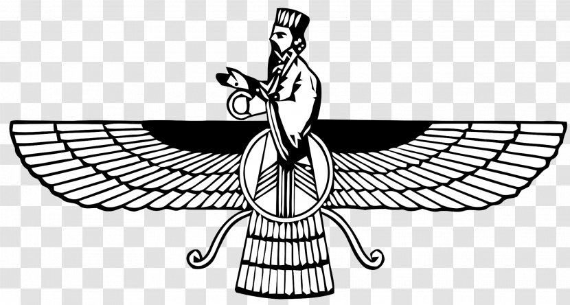 Avesta Zoroastrianism Faravahar Symbol Fravashi - Monochrome - Judaism Transparent PNG