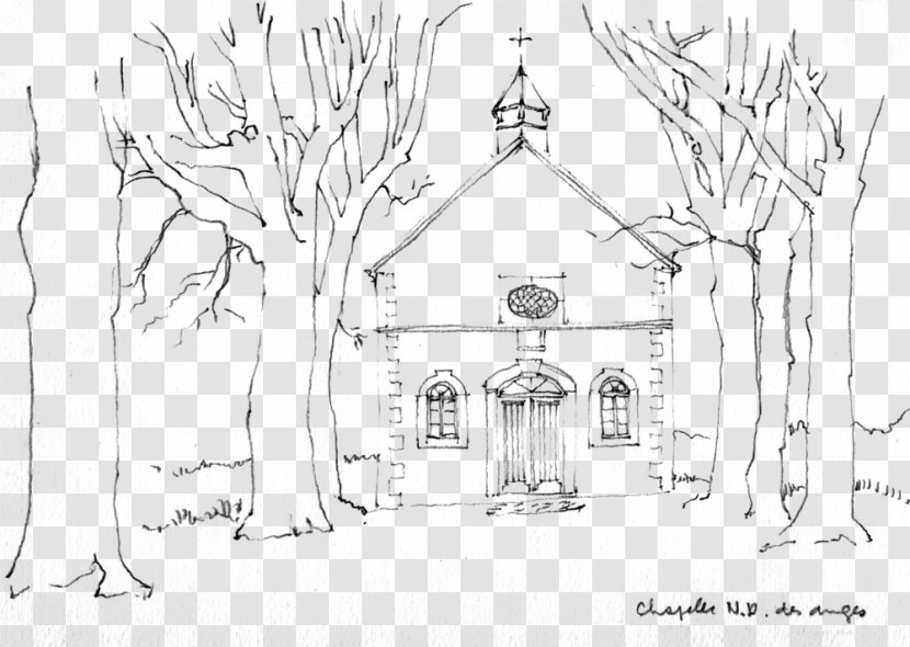 Church Line Art Architecture Sketch - Rectangle - Building Artwork Transparent PNG